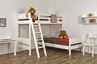 Tischlerei Kinder Haustier Möbel kids Eckstockbett weiß Vollholz
